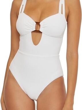 Becca Women's Modern Edge One Piece Swimsuit, Plunge Neck